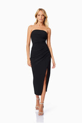 Charlotte Strapless Midi Dress in Black