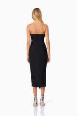 Charlotte Strapless Midi Dress in Black