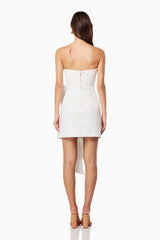 model is wearing Elliatt PHAEDRA 3D BOW MINI DRESS IN WHITE back shot