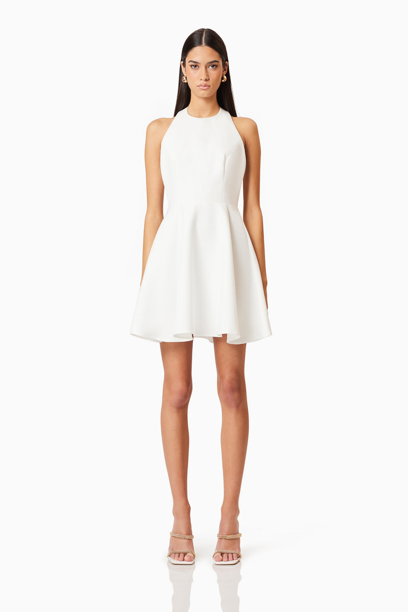 Geranium Mini Bow Dress In White