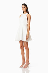 Geranium Mini Bow Dress In White