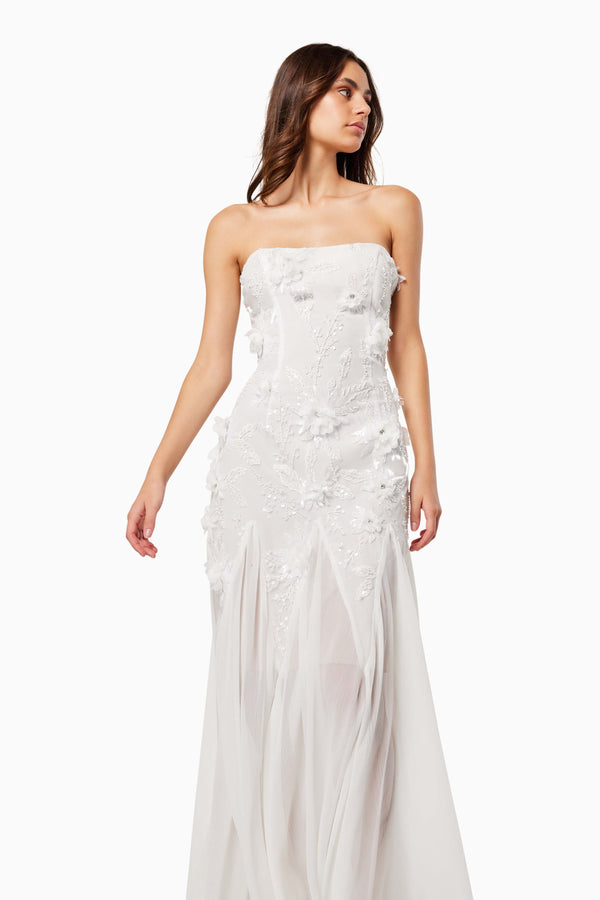 Evadne Strapless Maxi Gown In White