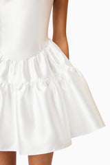 Oleander Fit And Flare Dress In White detail shot