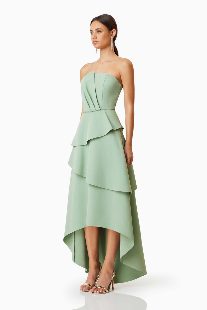 Model wearing Caroline Maxi Dress In Mint Side Shot