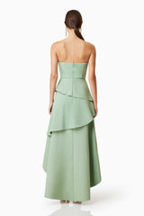 Model wearing Caroline Maxi Dress In Mint Back Shot