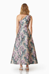 Model wearing Audrey Maxi Dress in Purple Back Shot