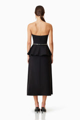 Sonnet Strapless Midi Cocktail Dress in Black