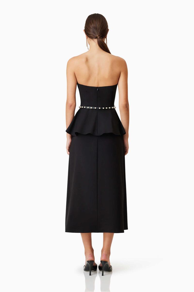 Sonnet Strapless Midi Cocktail Dress in Black