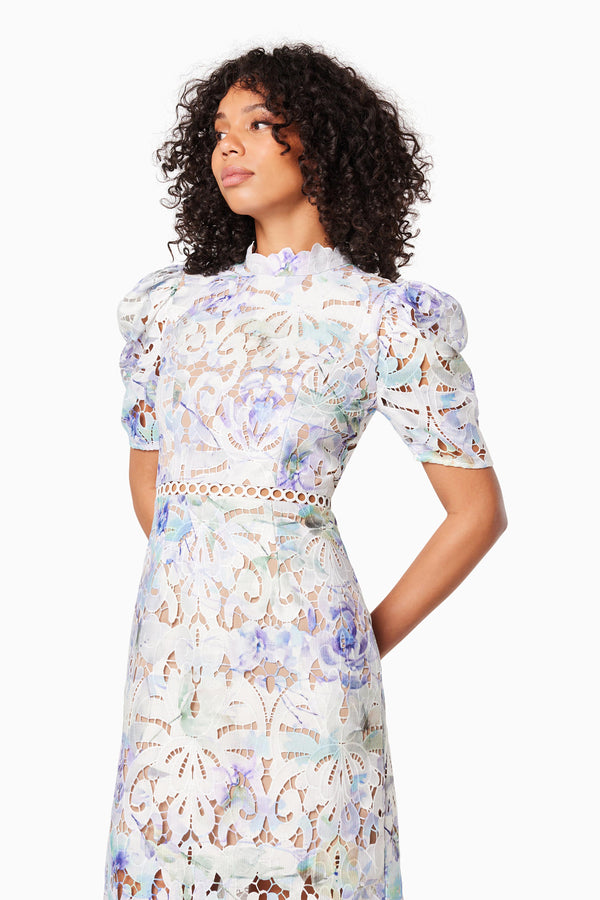 Oslo Printed Lace Maxi Dress In Multi - Pre Order