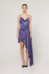 Gloria Silk Midi Dress In Purple