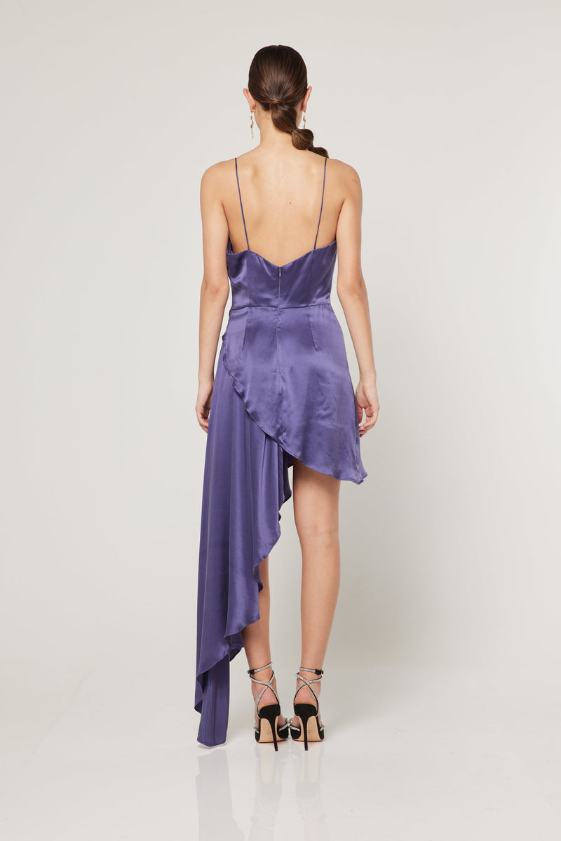 Gloria Silk Midi Dress In Purple