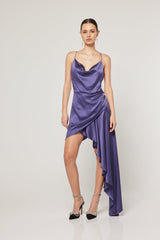 Gloria Silk Midi Dress In Purple