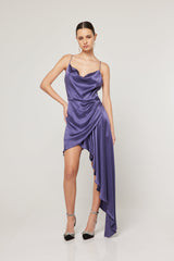 Gloria Silk Midi Dress In Purple