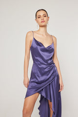 Gloria Silk Midi Dress In Purple