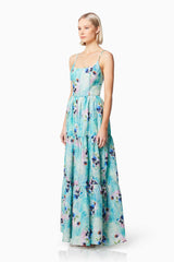 Gardenia Floral Maxi Dress in Blue