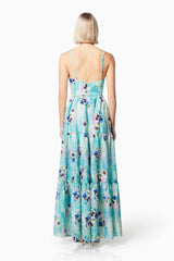 Gardenia Floral Maxi Dress in Blue