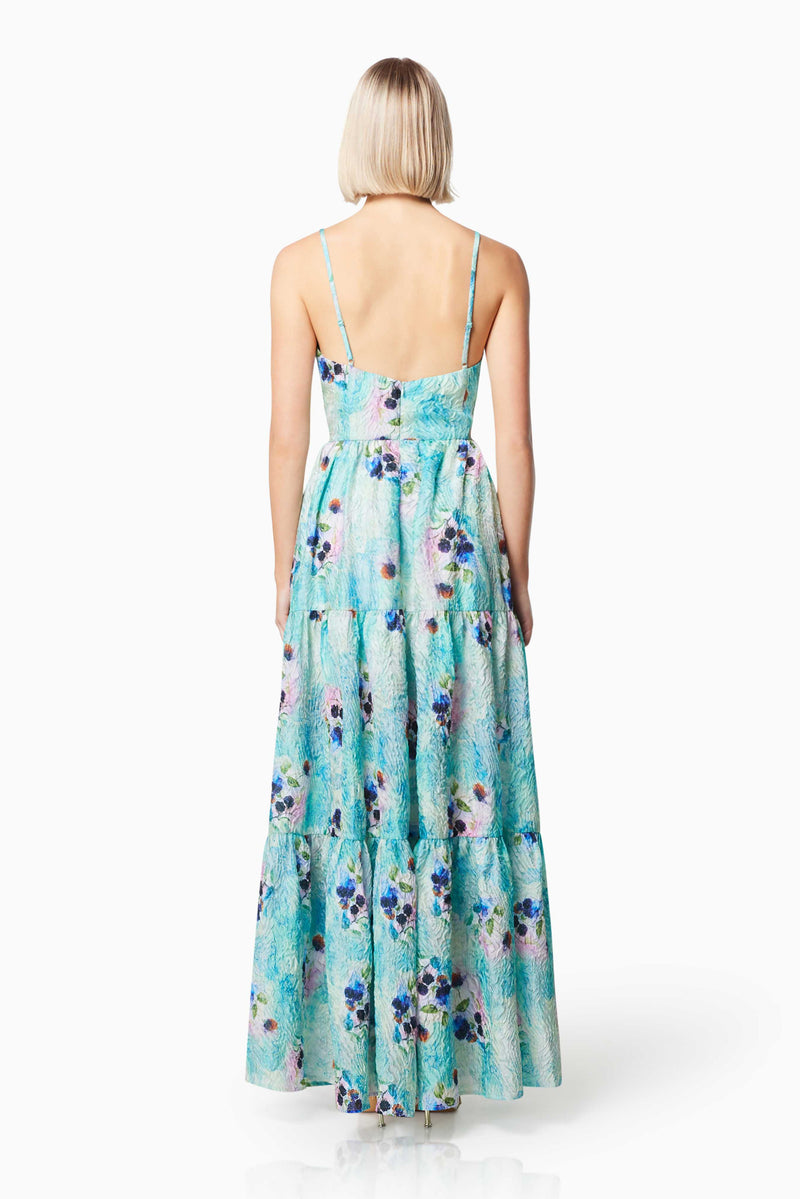 Gardenia Floral Maxi Dress in Blue