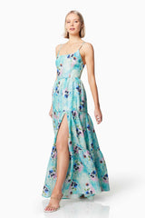 Gardenia Floral Maxi Dress in Blue