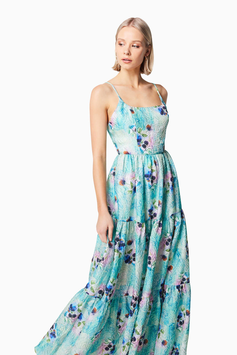 Gardenia Floral Maxi Dress in Blue