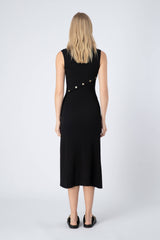 Rooney Ribbed Knit Sleeveless Midi Dress in Black