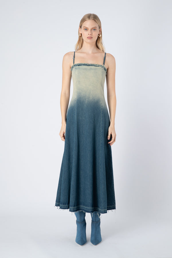 Moroccan Ombre Midi Dress in Blue