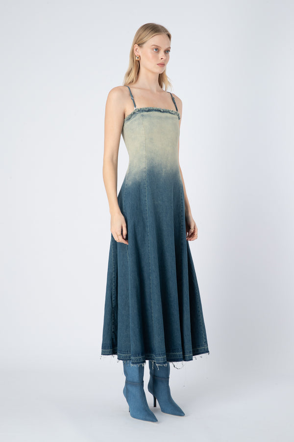 Moroccan Ombre Midi Dress in Blue